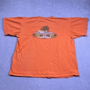 Vintage Perrin Mens Orange Short Sleeve Crew Neck Comfort T-Shirt Size X-Large